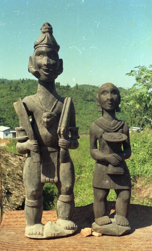 Wooden sculpture of a Konyak couple, Nagaland