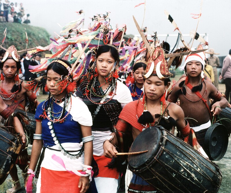 Tribal people in their ceremonial attire