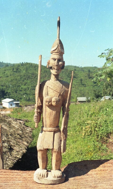 Wooden sculpture of a Konyak tribesman, Nagaland