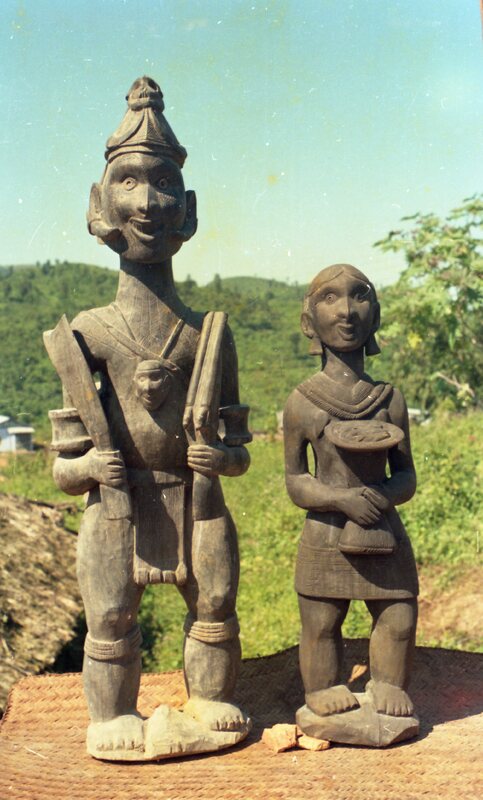 Wooden sculpture of a Konyak couple, Nagaland