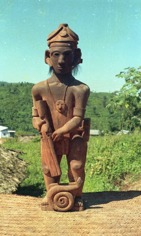 Wooden sculpture of a Konyak tribesman, Nagaland